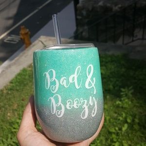 12 oz custom "Bad & Boozy" stemless wine tumbler